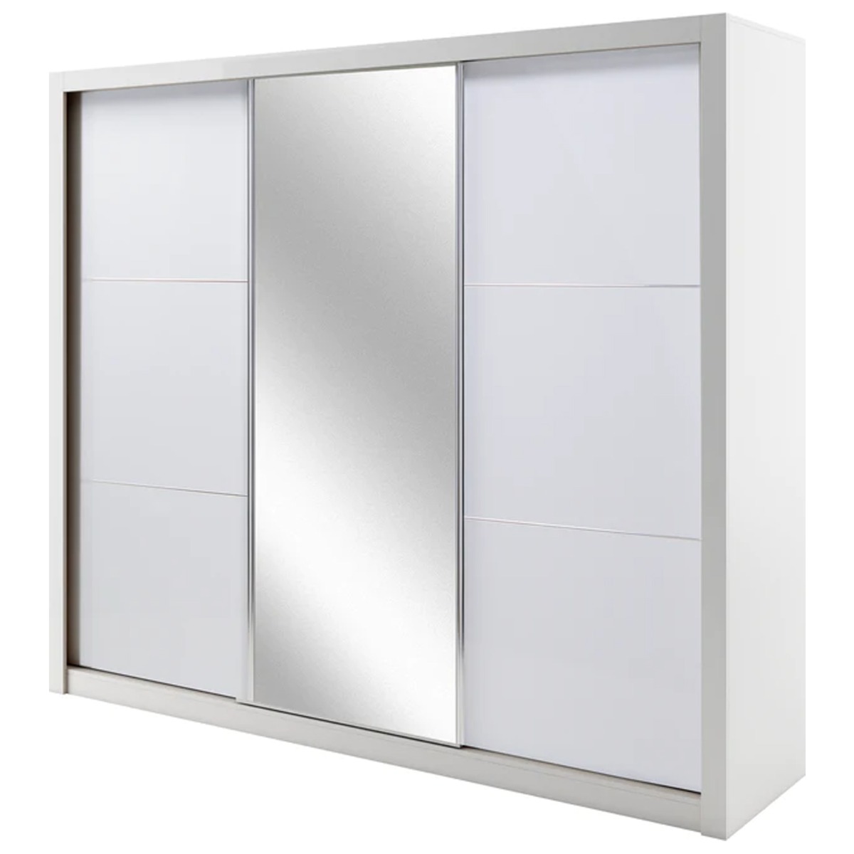 Sliding Wardrobe - SIDMOUTH 3 Door Mirrored Wardrobe White 258cm - Art Nest