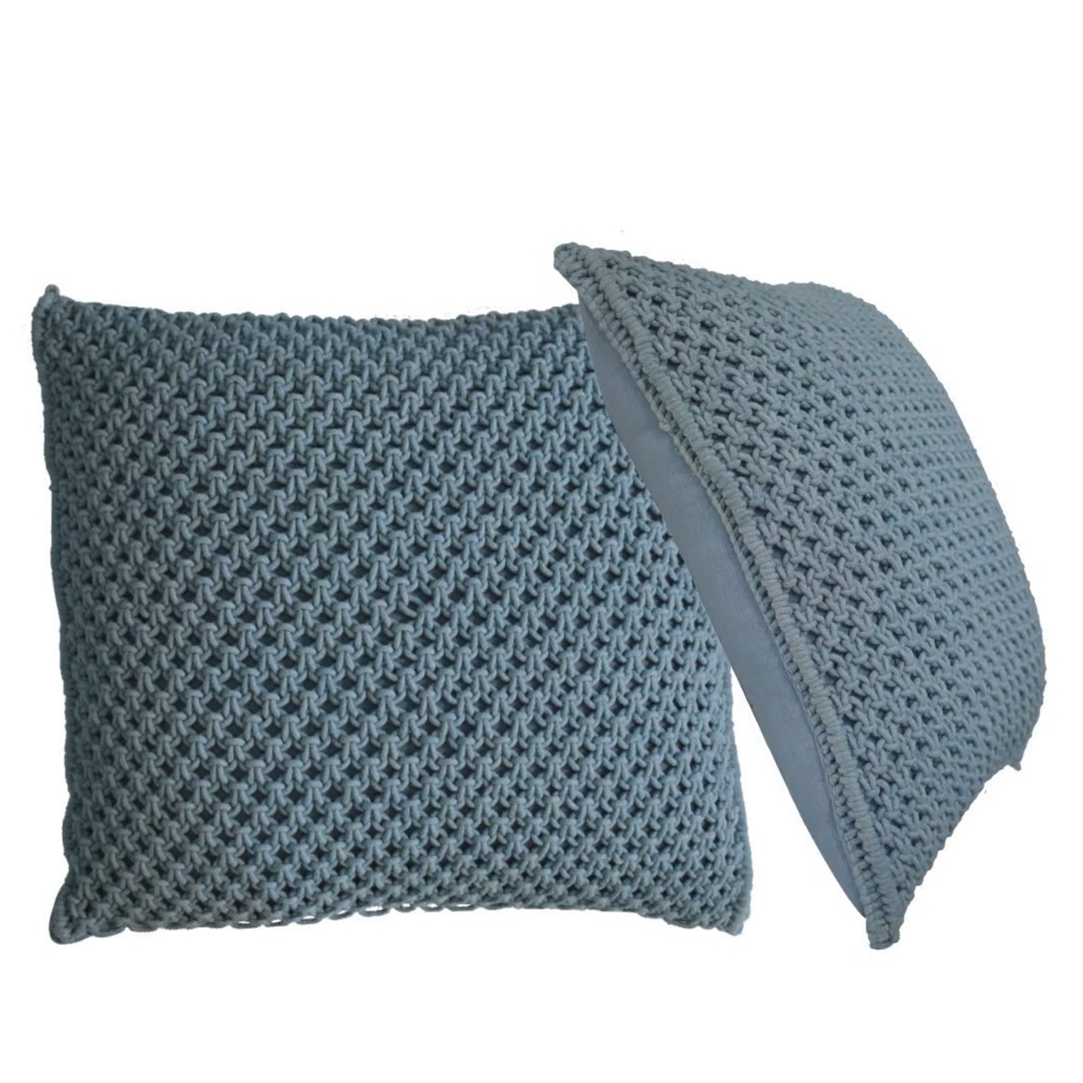 2Pc Classy Woven Design Blended Cushion - Blue - Beasley & Sons