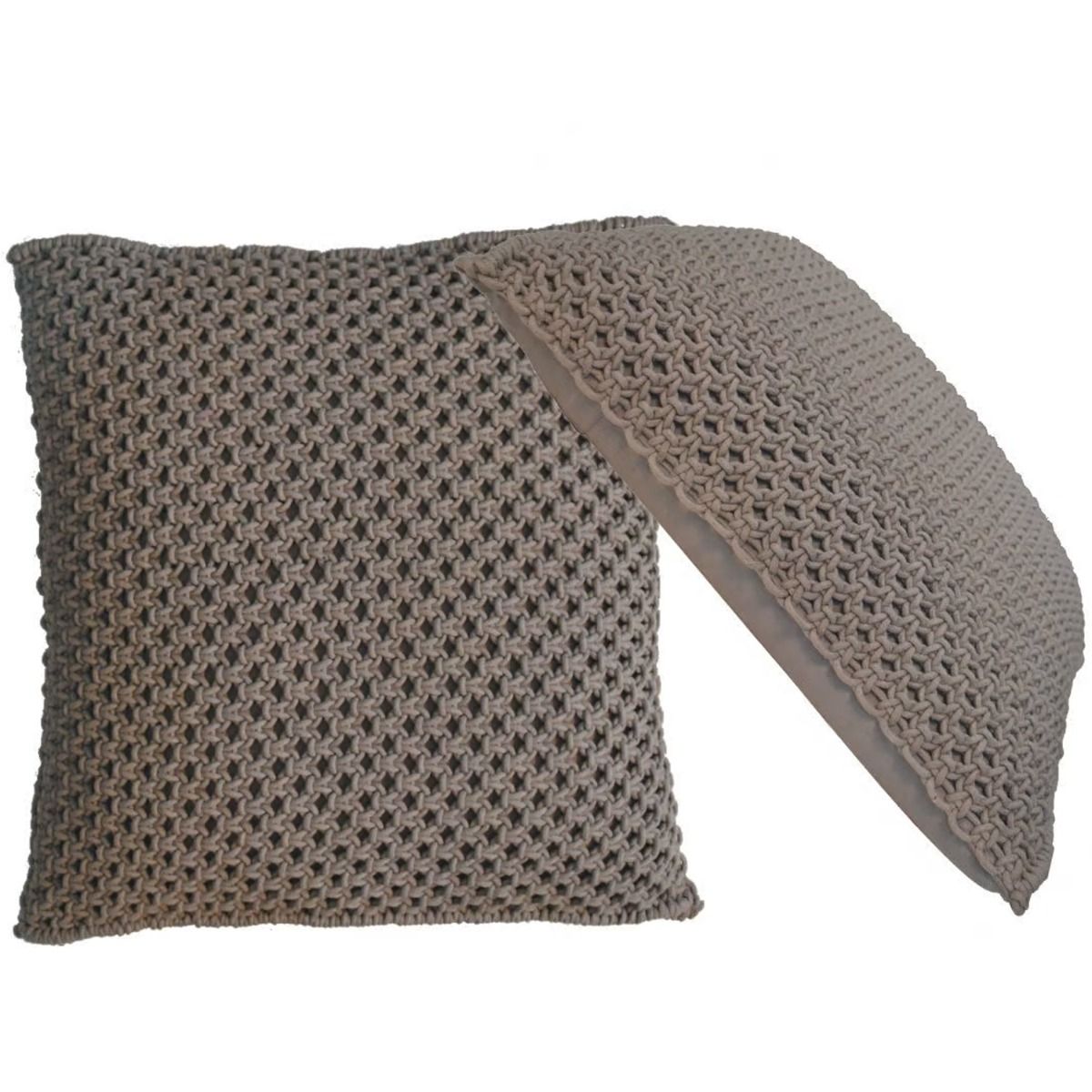 2Pc Classy Woven Design Blended Cushion - Grey - Beasley & Sons