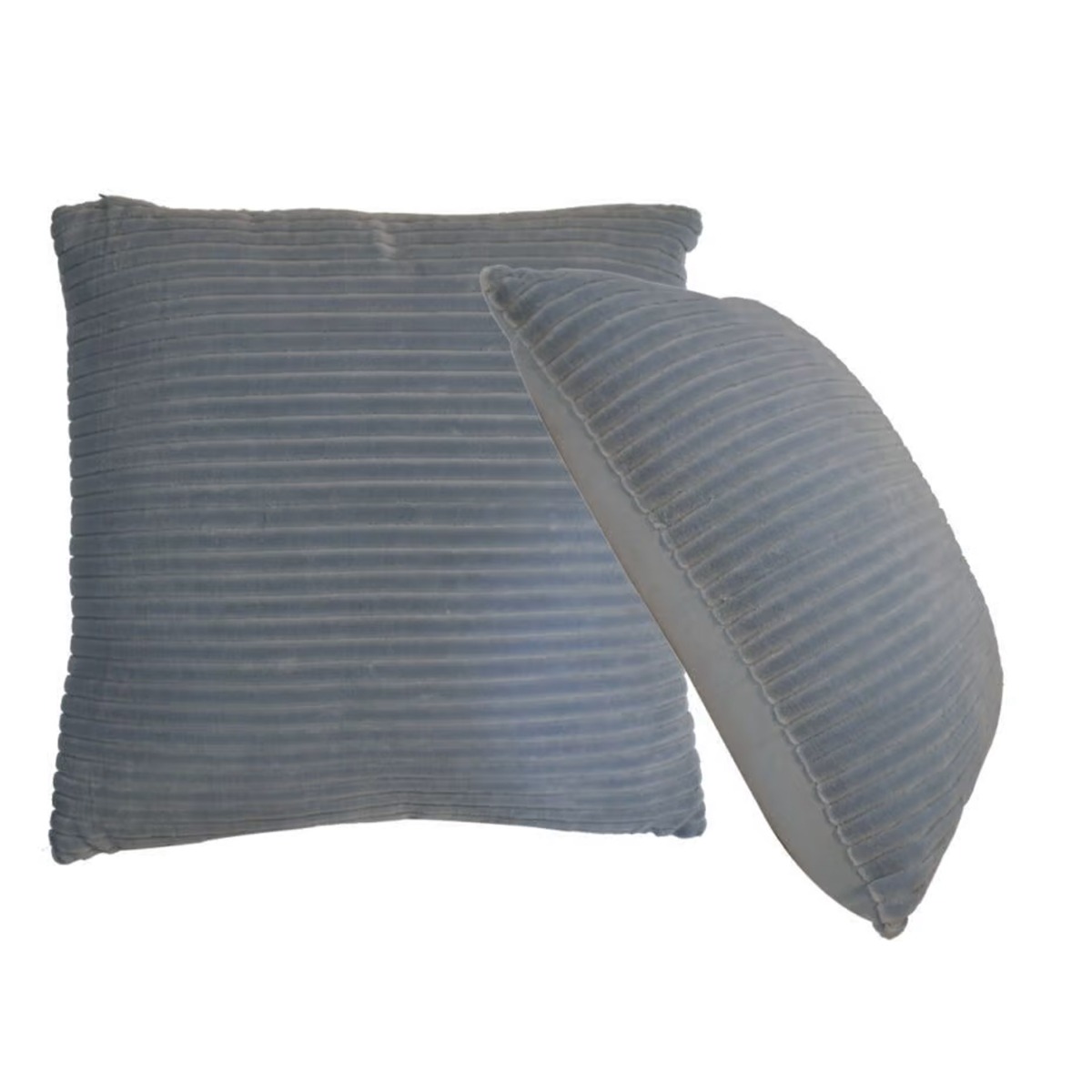 2 Pcs Ribbed Style Cotton Velvet Cushion - Grey - Beasley & Sons