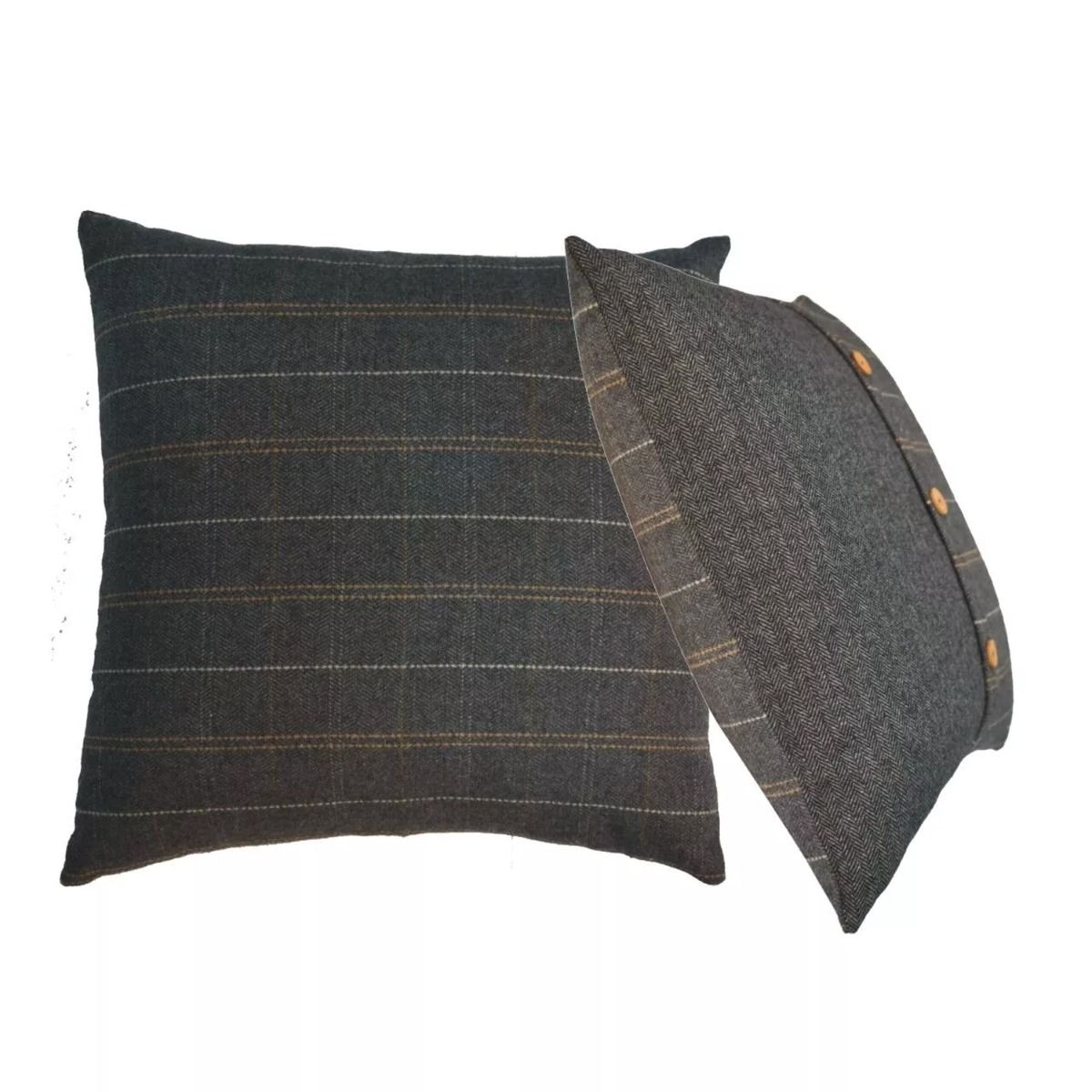 2Pcs Quinn Cushion Pewter & Black Tweed - Beasley & Sons
