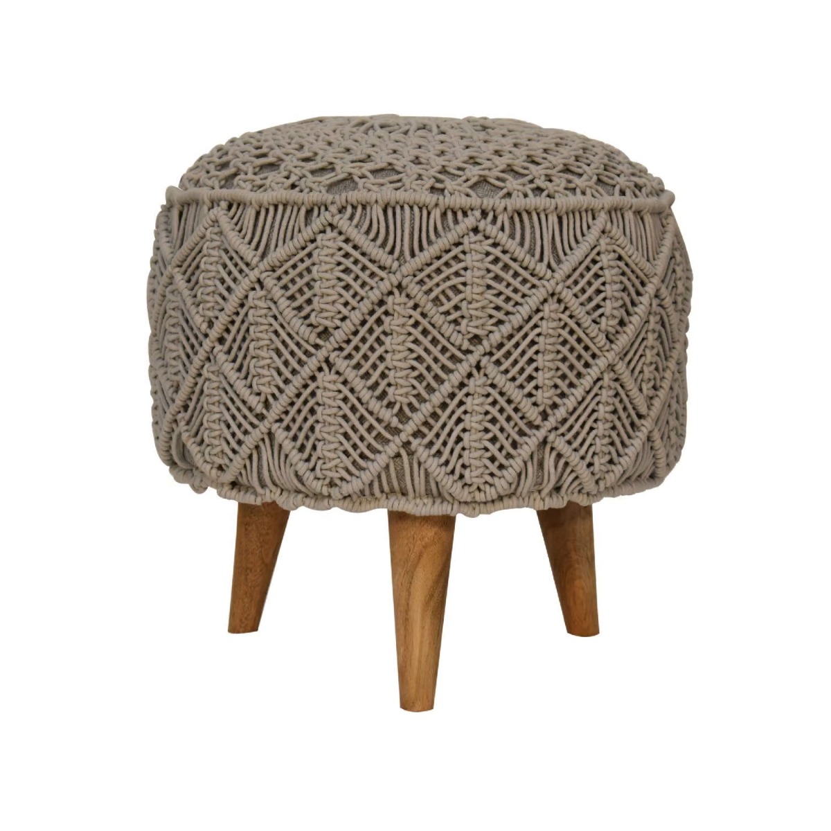 Nordic Style Legs Cotton Cover Footstool - Grey - Beasley & Sons