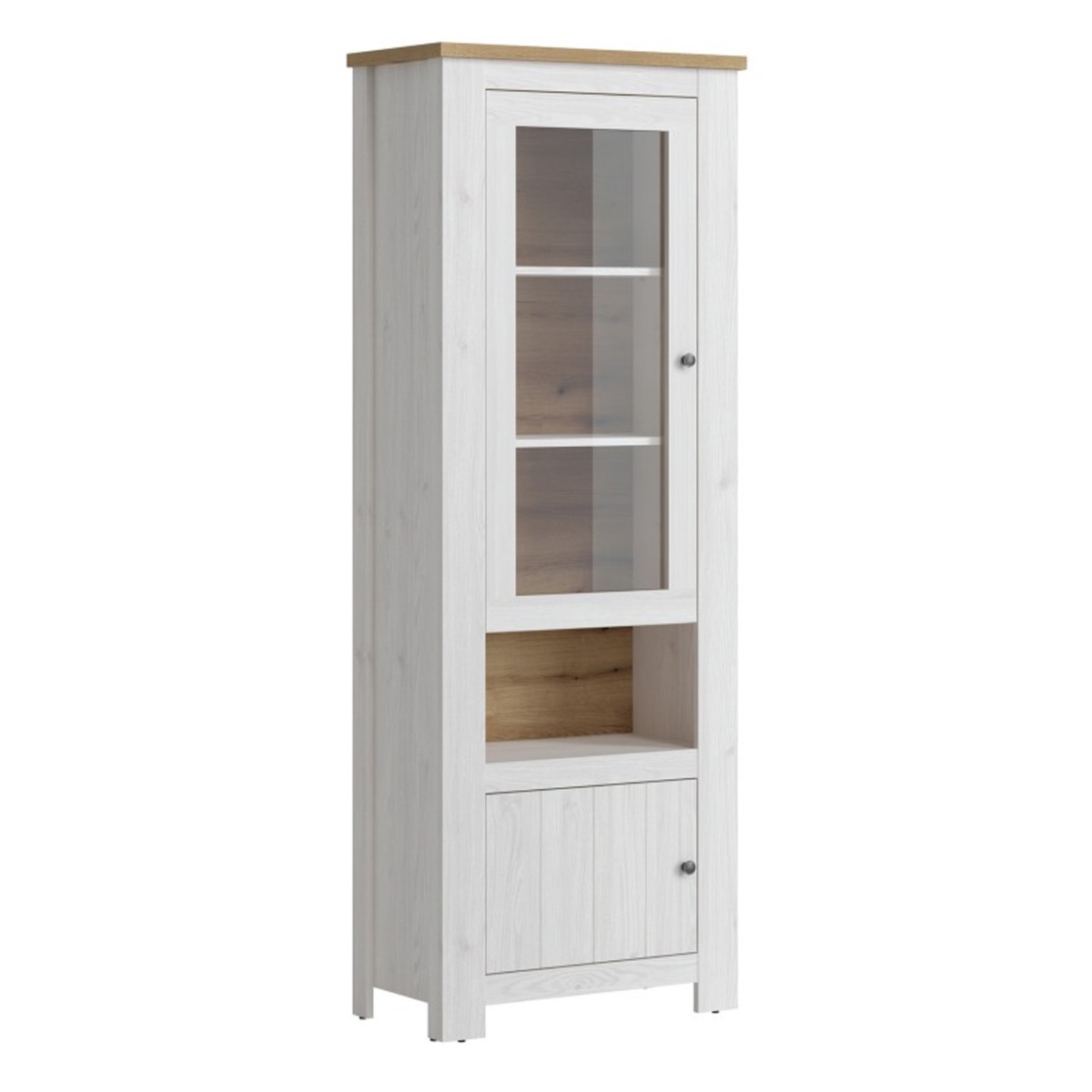 2 Door Display Cabinet - White and Oak - Rosalind Collection
