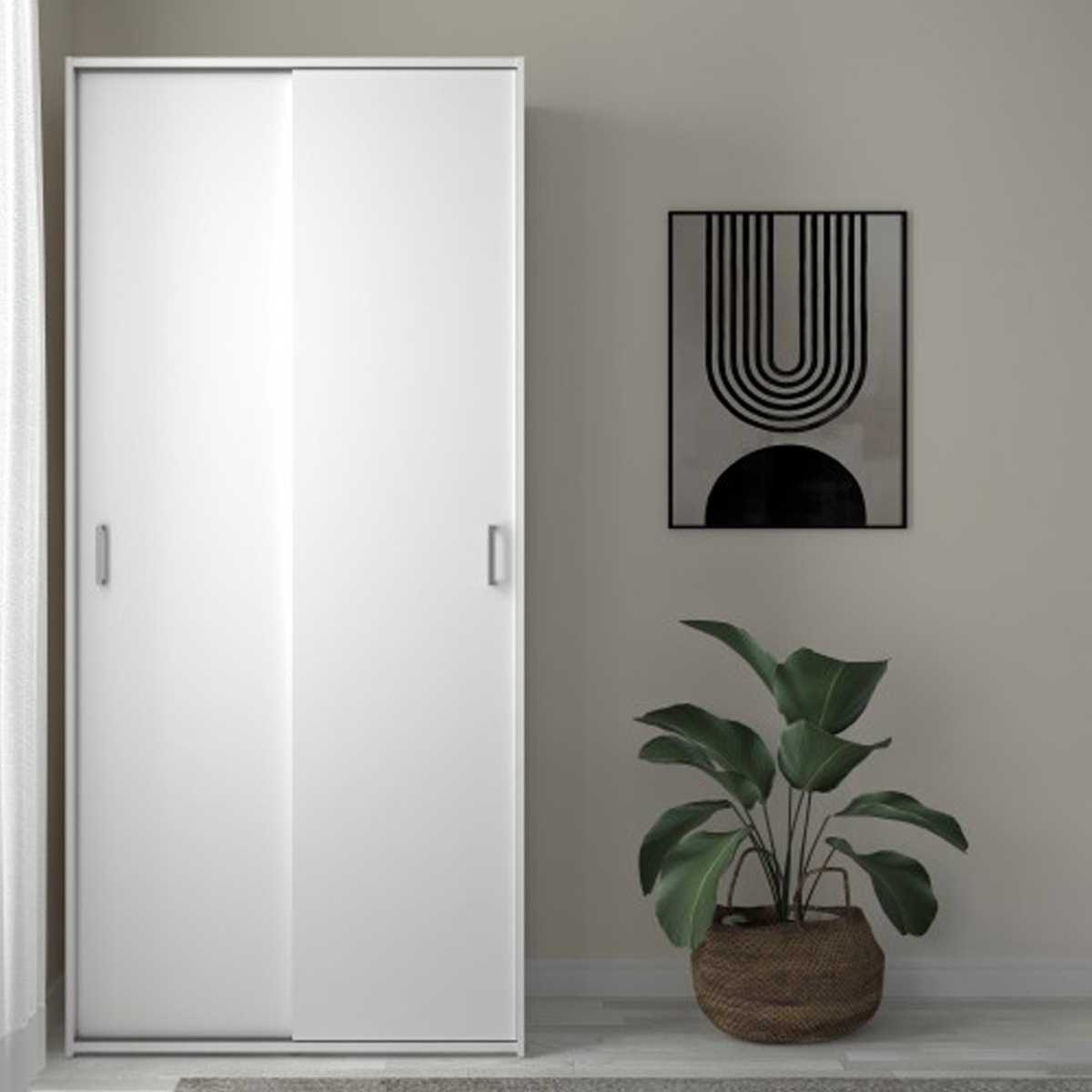 Sliding Wardrobe - SUFFOLK 2 Door Wardrobe White 77.6cm - Rosalind Collection