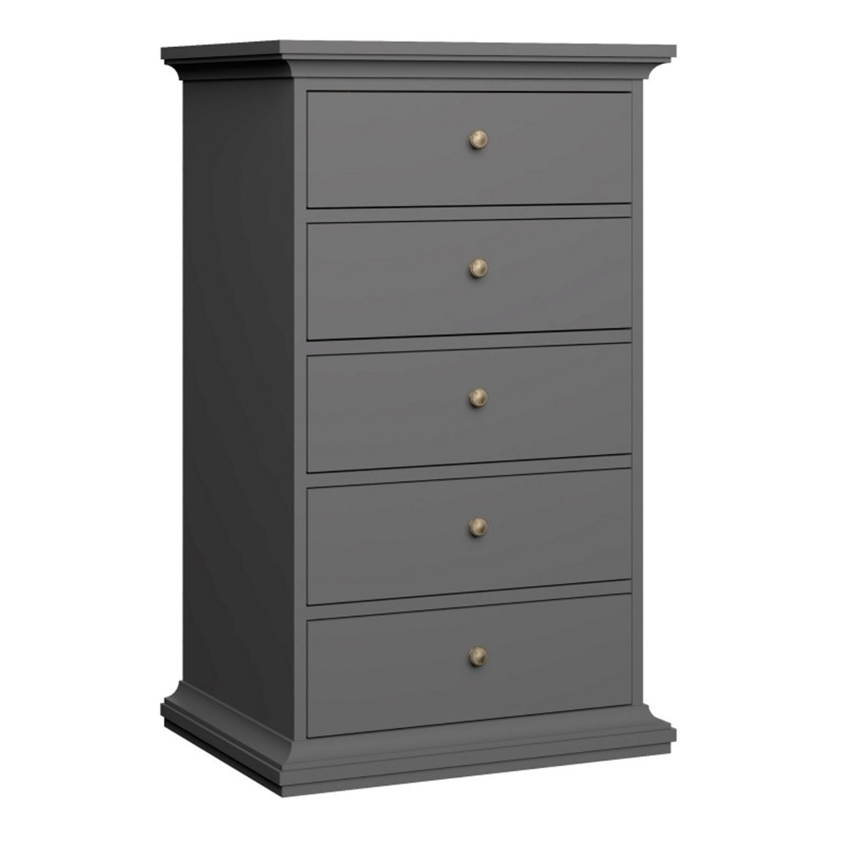 PORTHOPE Grey Chest of Drawers - Medium-sized, 5 Drawers - Rosalind Collection