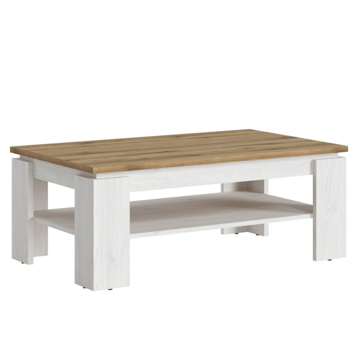 Country Design Coffee Table - White and Oak - Rosalind Collection