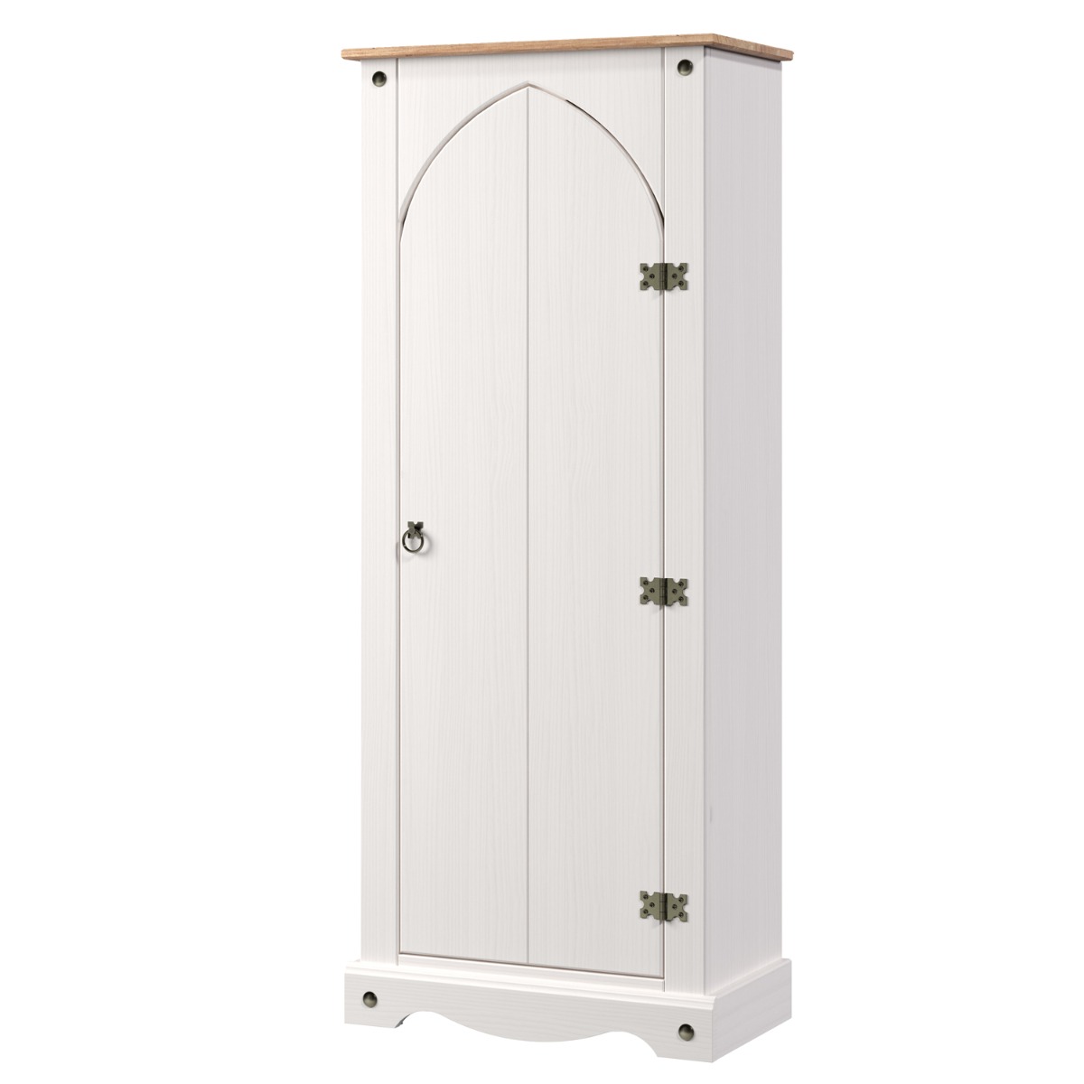Classic Arch Design Tall Sideboard with Door and Shelves - White with Antique Wax - Colton & Sawyer