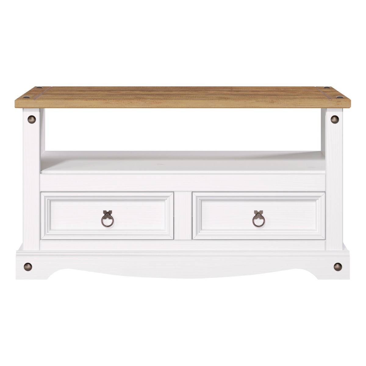 Classic Design 2 Drawers TV Table - White with Antique Wax - Colton & Sawyer