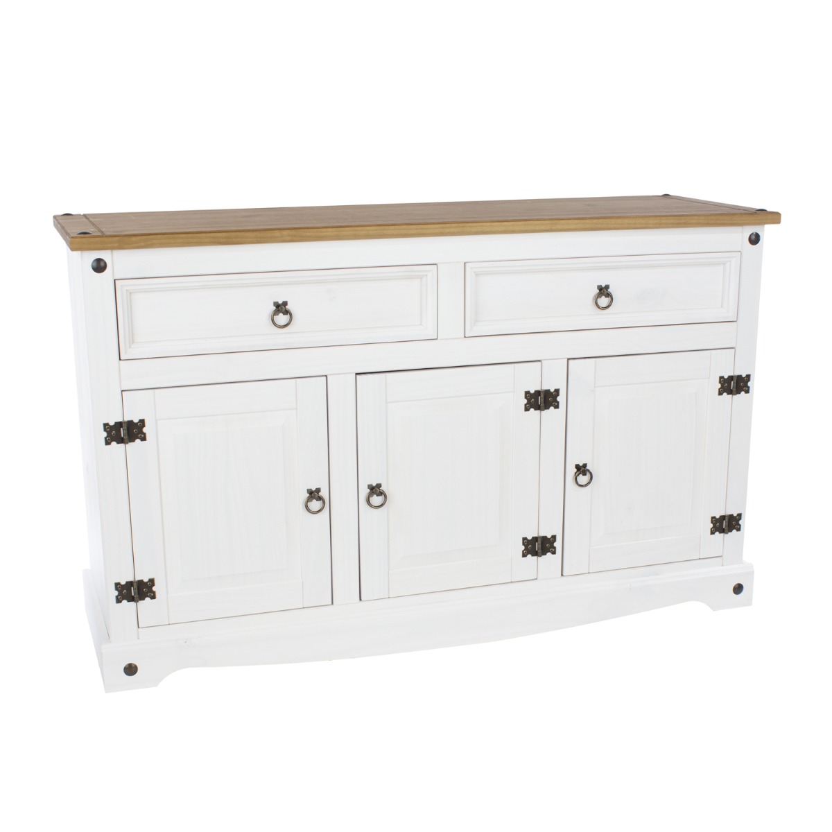 Classic Design Antique Wax 3 Door Medium Sideboard with 2 Drawers - White - Colton & Sawyer