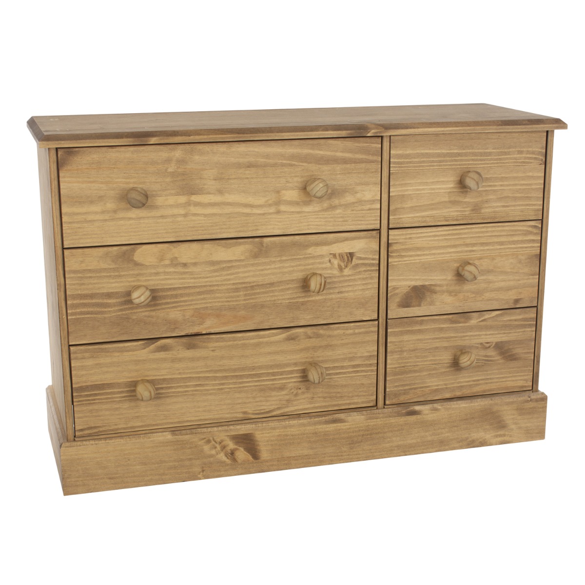 CLARA Pine Finish Chest of Drawers - Large-sized, 6 Drawers, Double - Colton & Sawyer