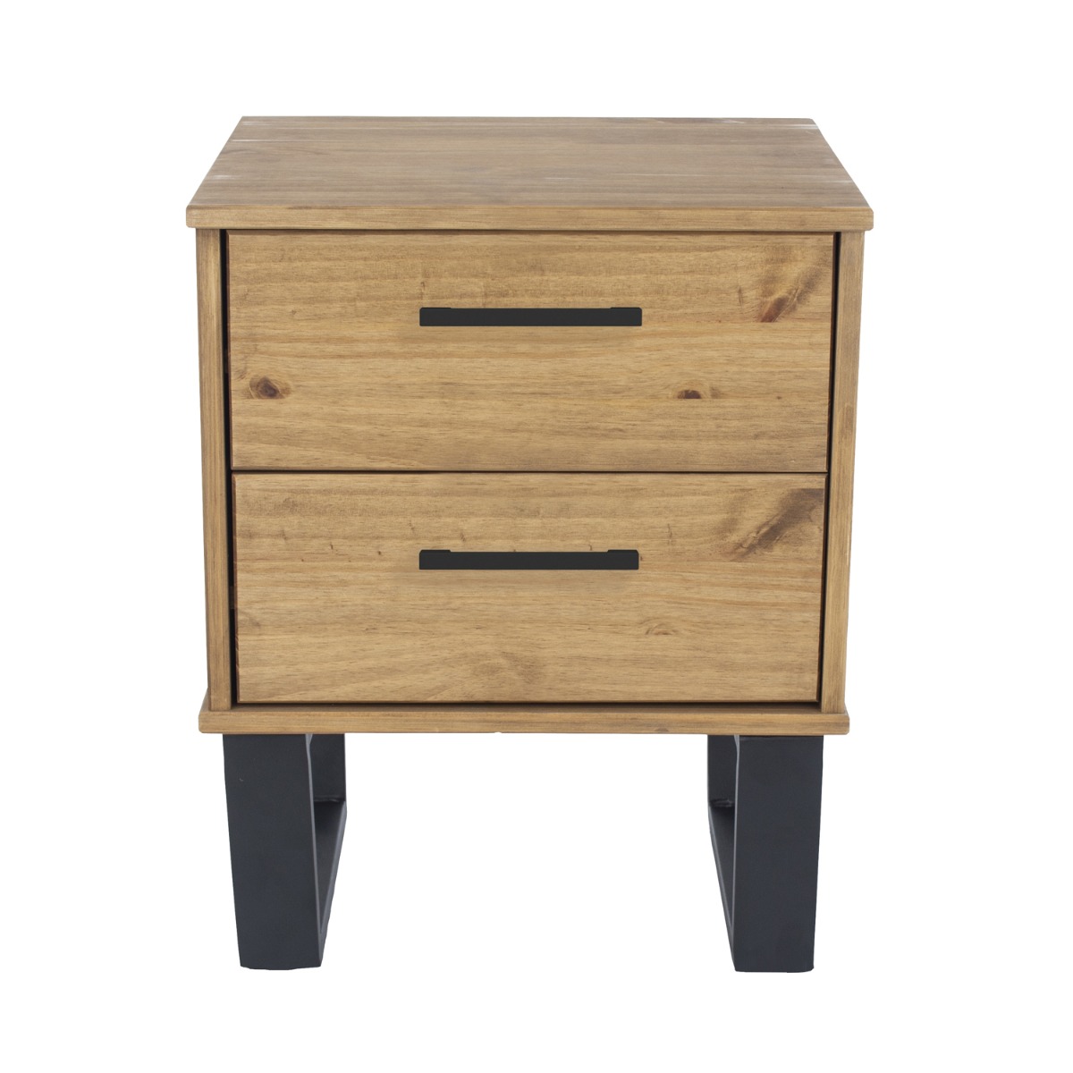 Bedside Table - TEXAS 2 Drawer Nightstand Anitque Waxed Pine 45cm - Colton & Sawyer