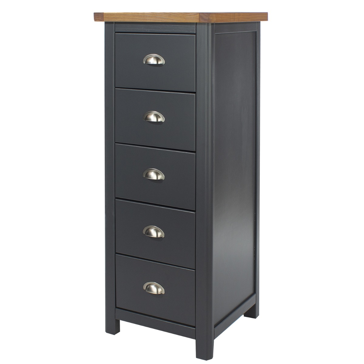 DIEGO Blue Chest of Drawers - Tallboy, Medium-sized, 5 Drawers - Colton & Sawyer