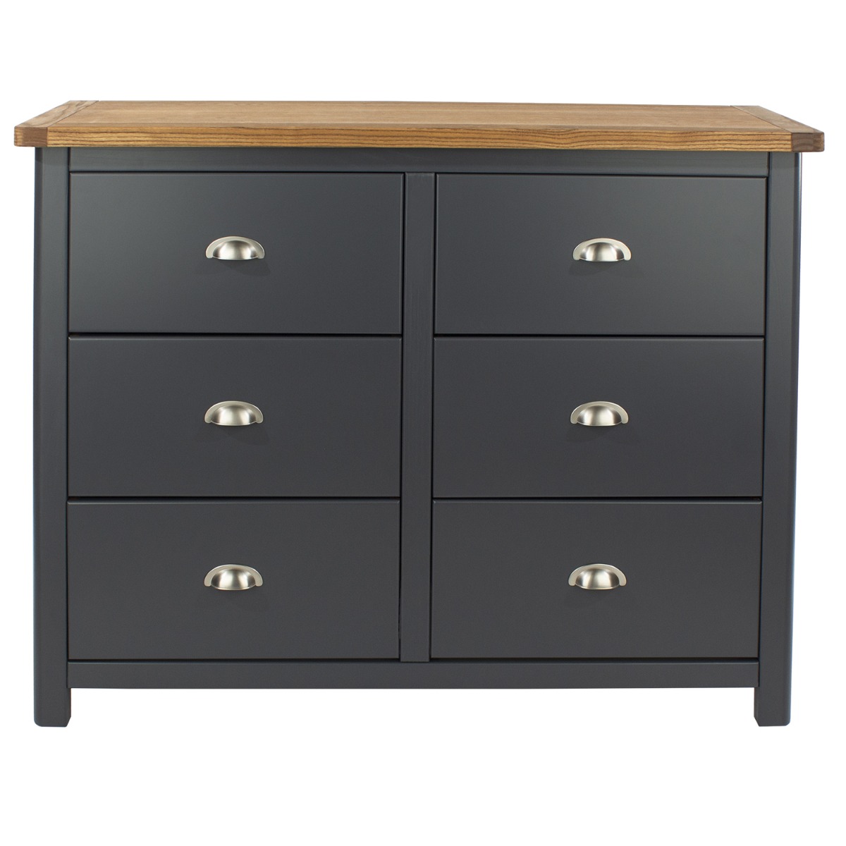 DIEGO Blue Chest of Drawers - Large-sized, 6 Drawers, Double - Colton & Sawyer