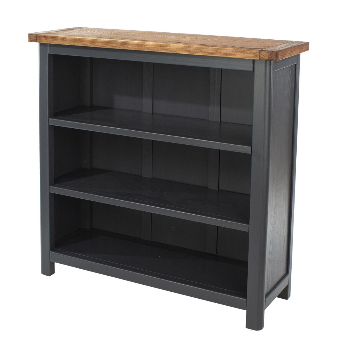 Antique Oak Effect Low Bookcase - Blue - Colton & Sawyer