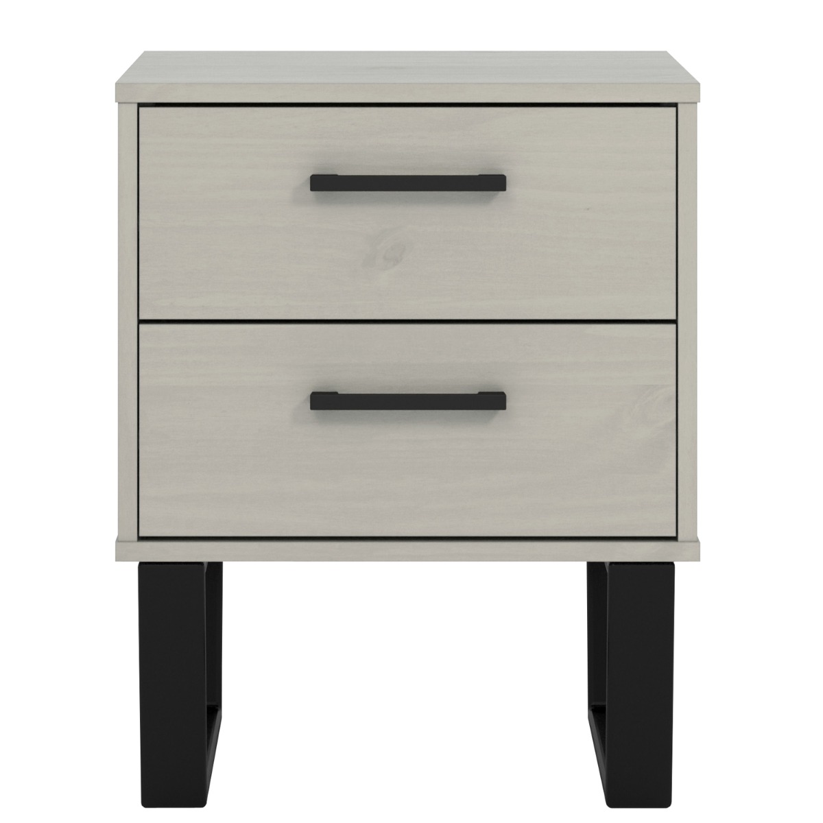 Bedside Table - TEXAS 2 Drawer Nightstand Grey Waxed Pine 45cm - Colton & Sawyer