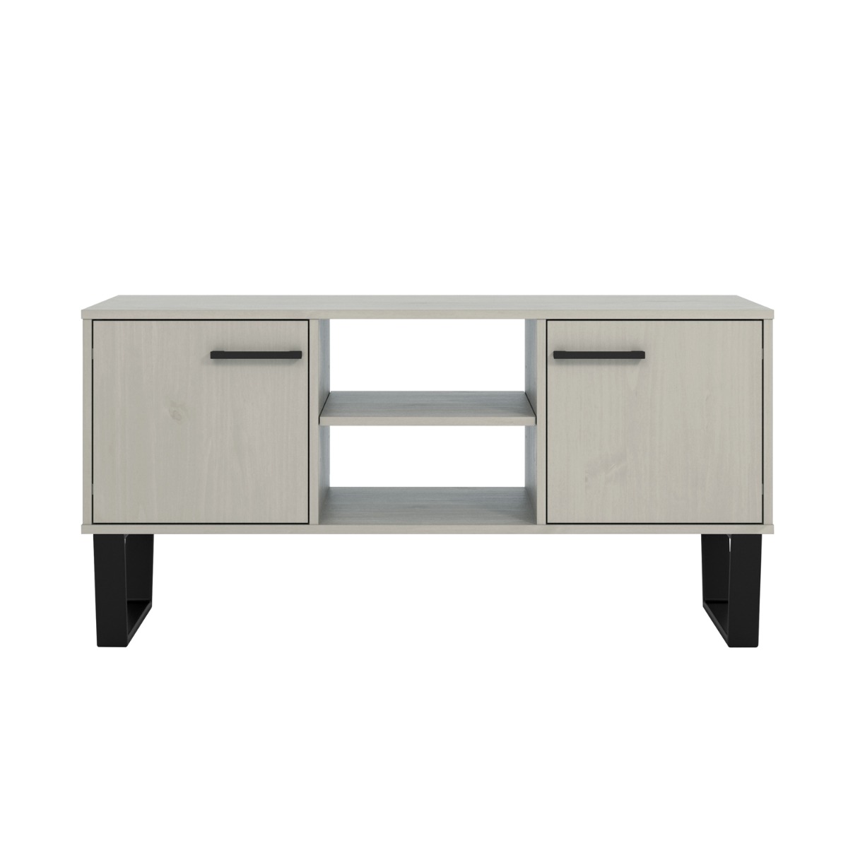 Texas Black Metal Frame 2 Door Flat Screen TV Unit - Grey Waxed Pine - Colton & Sawyer