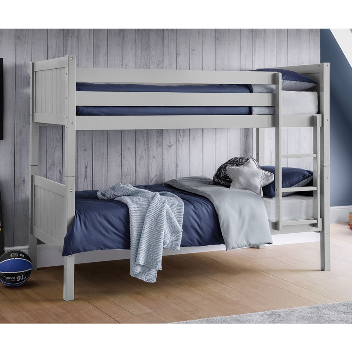 Solid Pine Wood Bella Space Saving Design Bunk Bed - Dove Grey - JB Collections