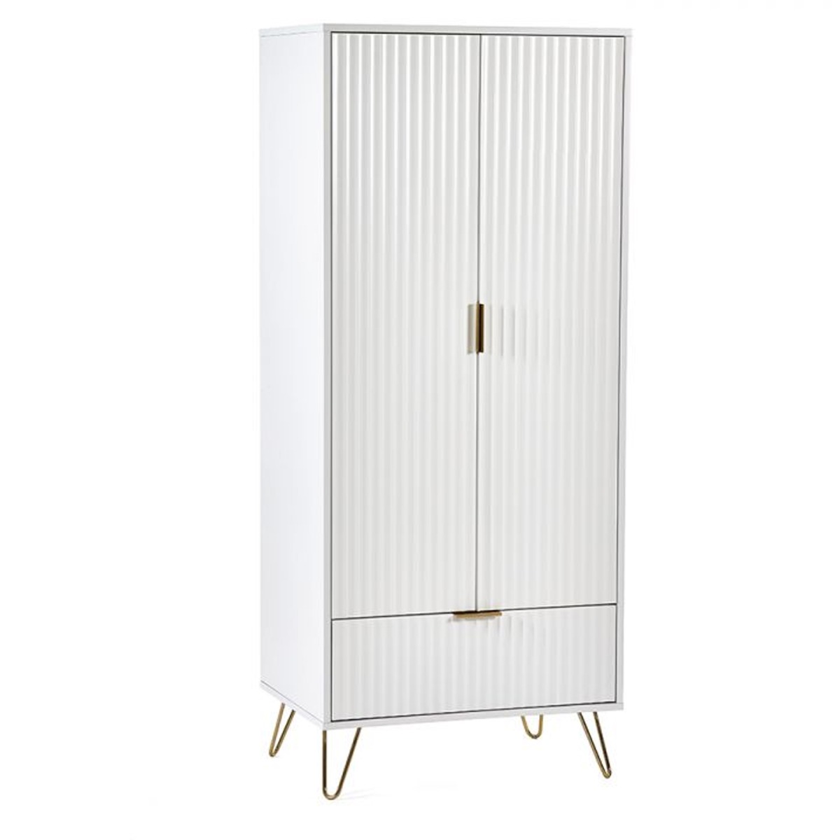 Wardrobe - MORDEN 2 Door Wardrobe Matte White 80cm - JB Collections