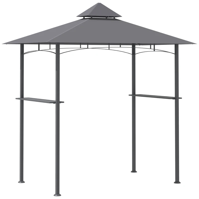 Outsunny 2.5M (8ft) New Double-Tier BBQ Gazebo Grill Canopy Barbecue Tent Shelter Patio Deck Cover - Grey - The Garden Savant