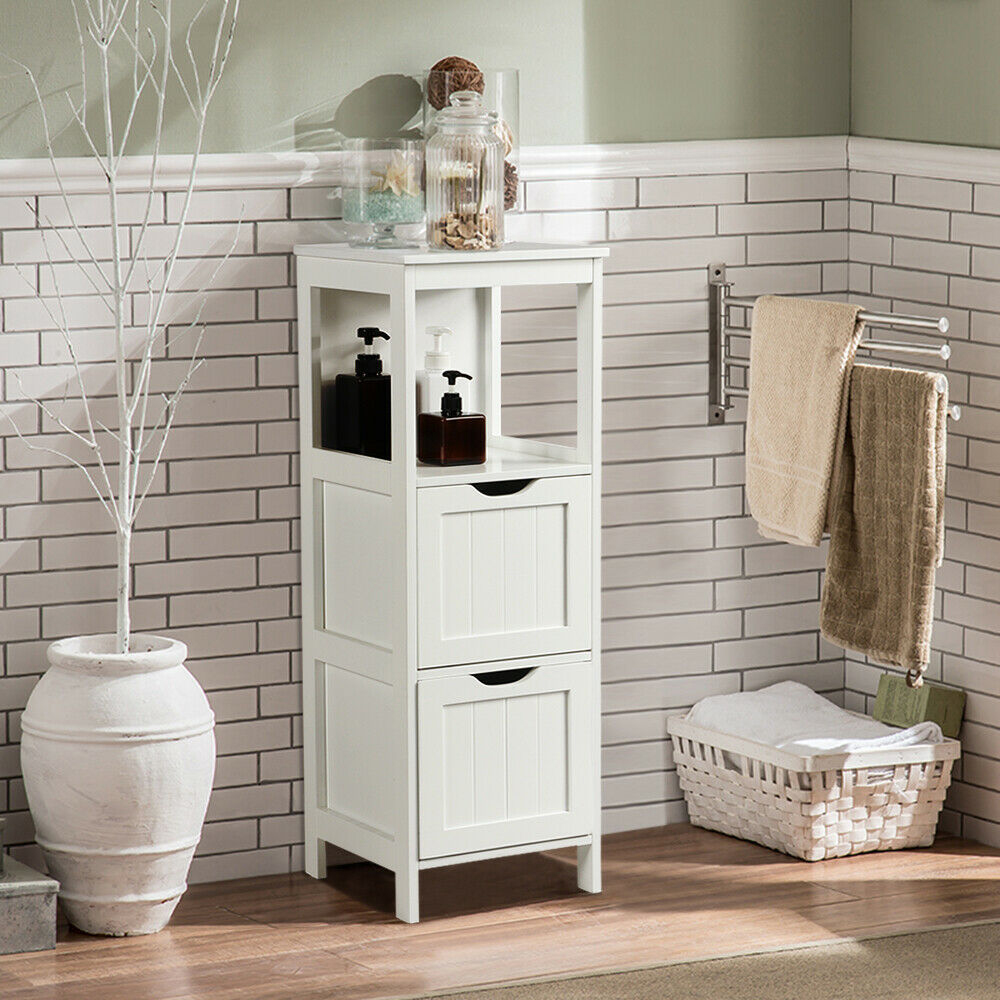 Modern 2 Drawers Bathroom Cabinets - White - Bedroom & More