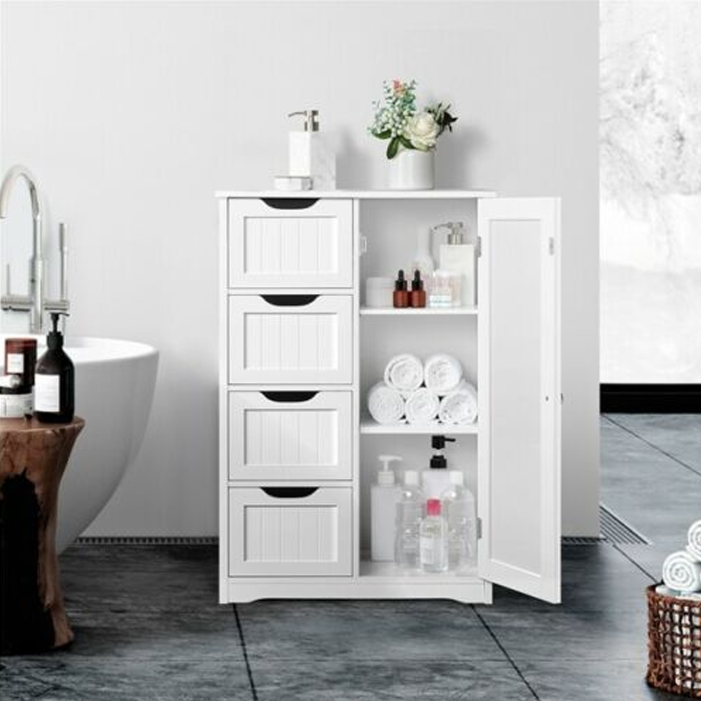 4 Drawers Unit Bathroom Cabinet - White - Bedroom & More