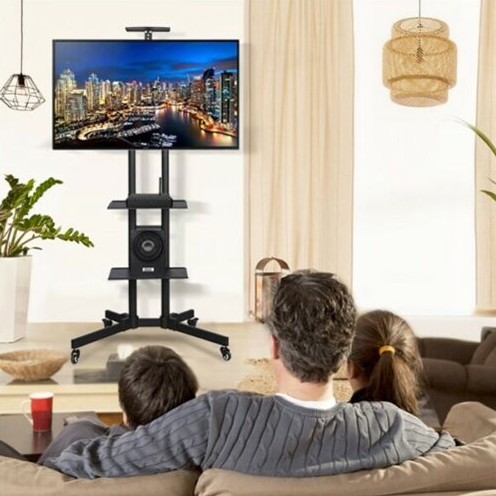Modern 3-Tier Black TV Stand - 32 to 65 Inch - Bedroom & More