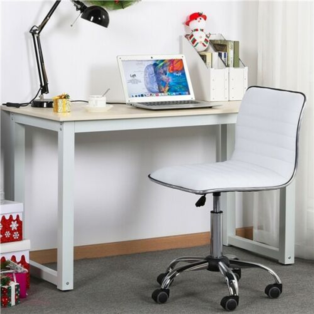PU Leather Adjustable Swivel Chair - White - Bedroom & More