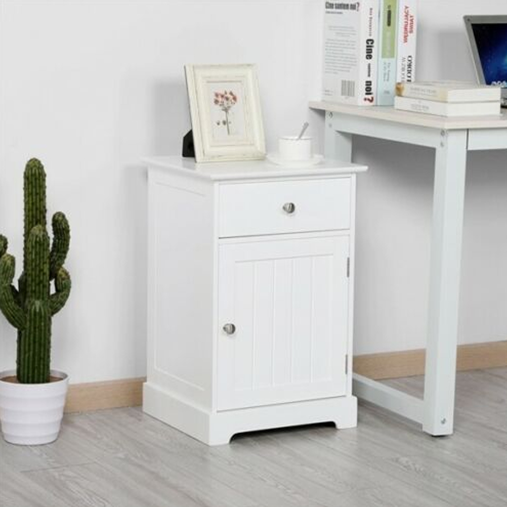 Bedside Table - STYLISH Nightstand White 35cm - Bedroom & More