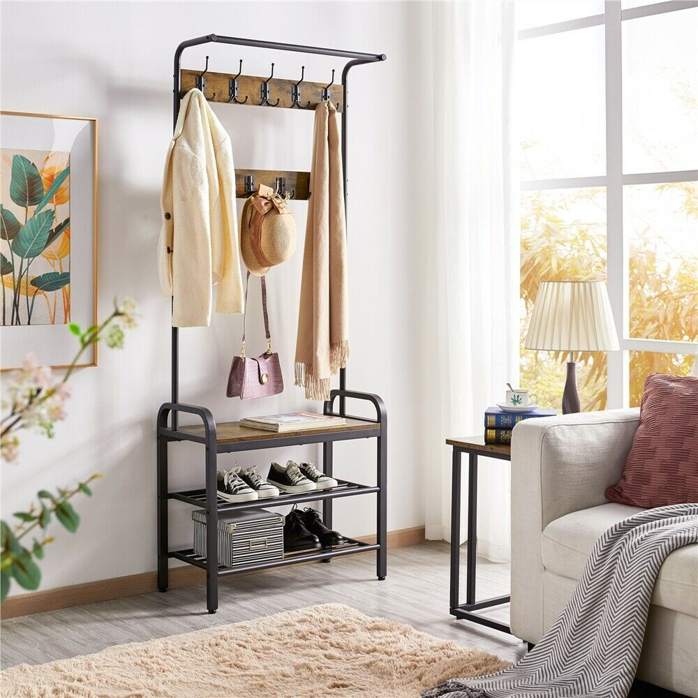 Stylish 2 Shelves Metal Coat Hangers Rack - Bedroom & More