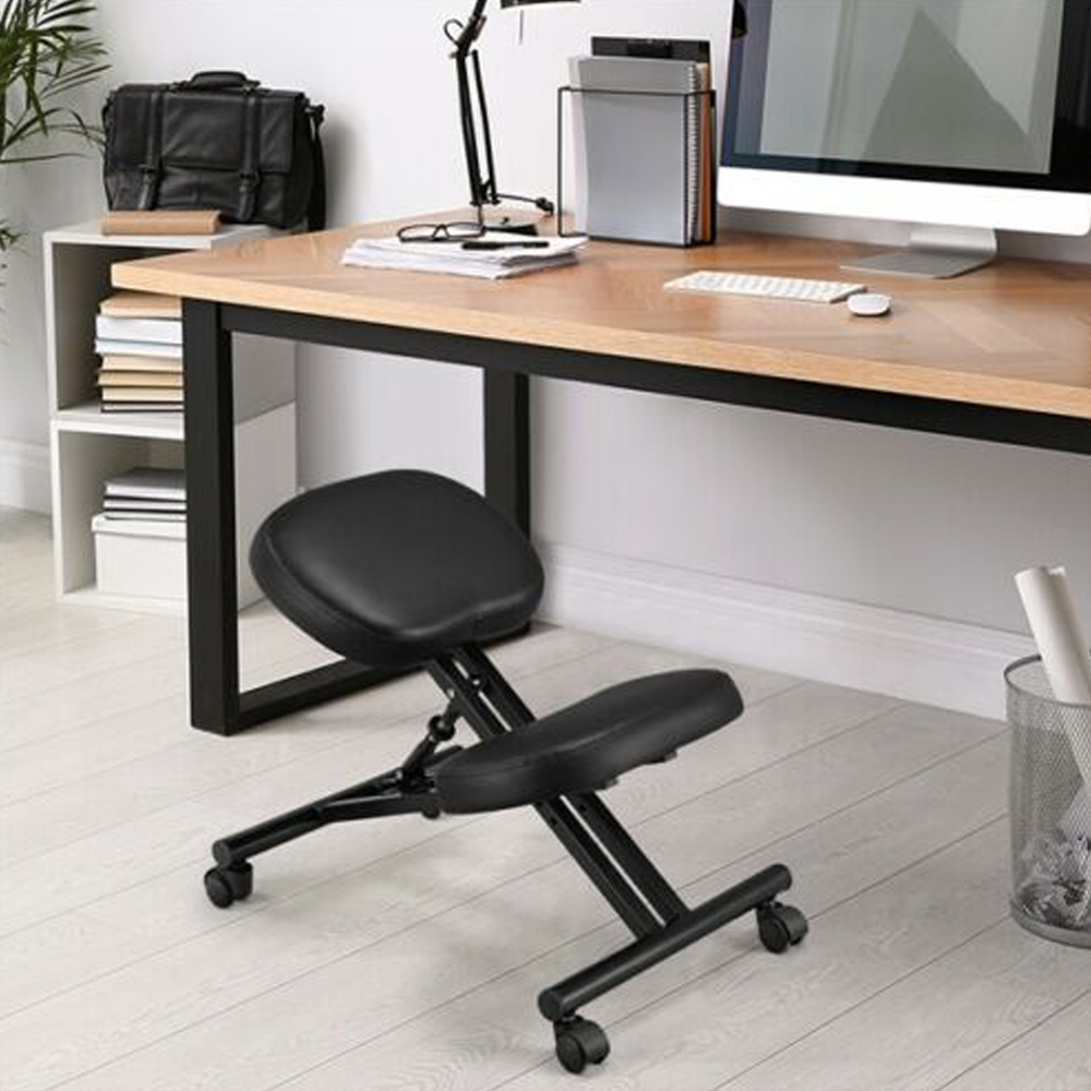 Ergonomic Soft Padded Kneeling Swivel Chair - Black - Bedroom & More