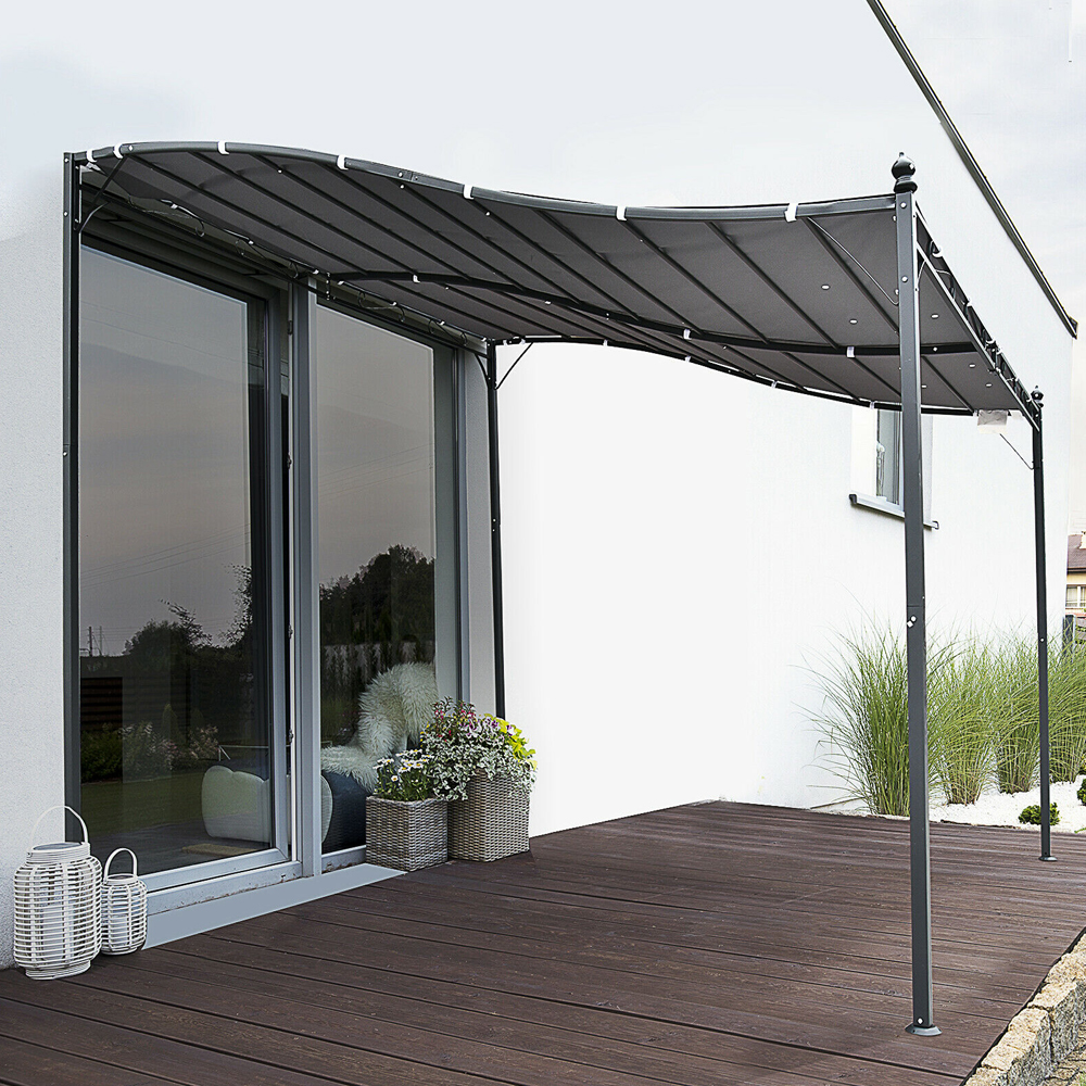Metal Wall Mounted Awning - Grey - Gardens Direct