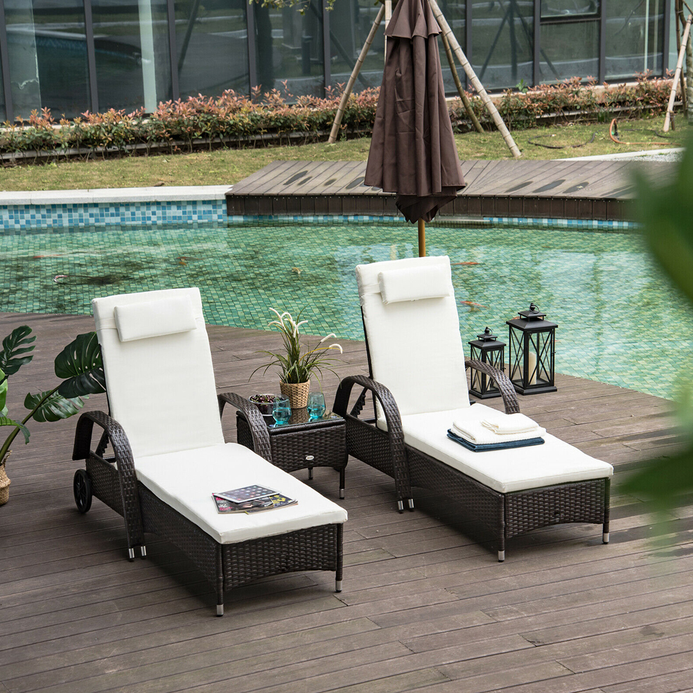 Rattan Sun Lounger Set - Brown - Gardens Direct