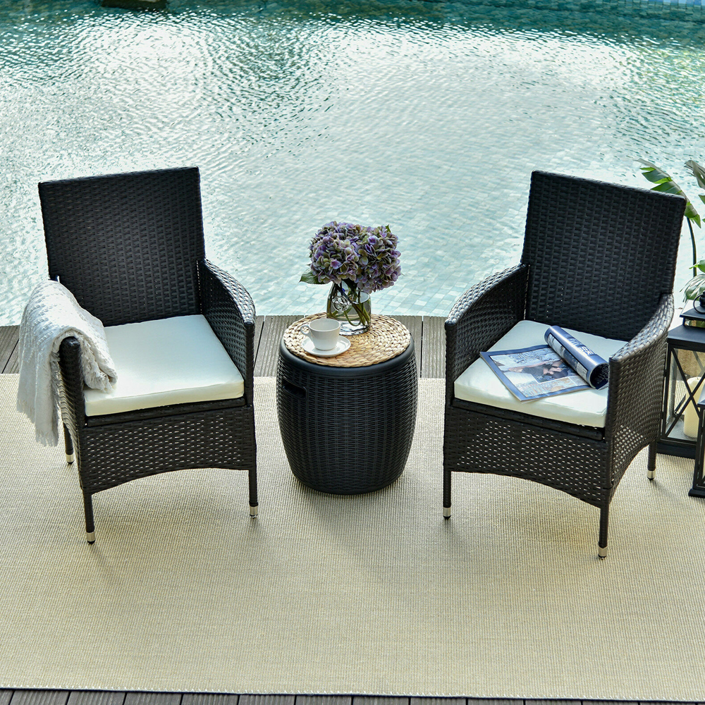 Poly Rattan 2PC Wicker Garden Chair Set - Brown - Gardens Direct