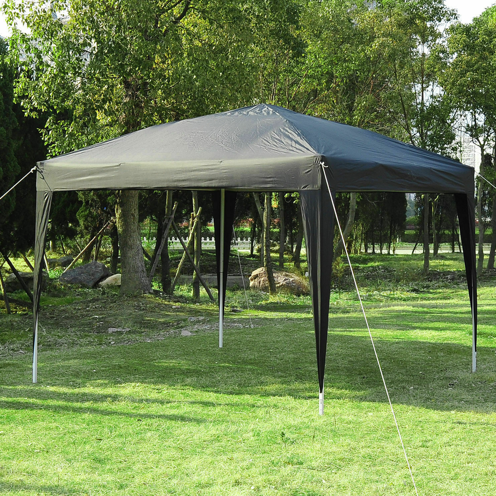 Modern Garden Gazebo Party Tent 3/3m - Black - Gardens Direct