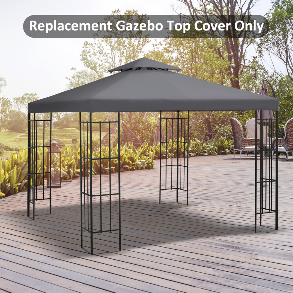 2 Tier Garden Gazebo Top Cover - Grey - Gardens Direct