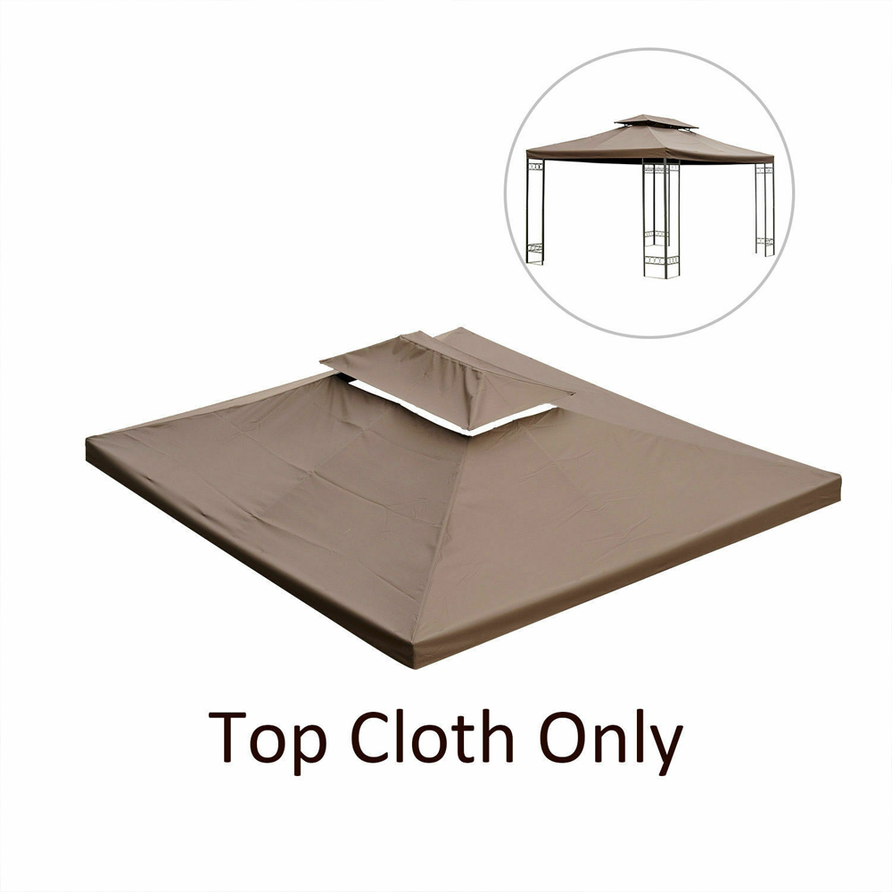 2 Tier Gazebo Tent Cover - Brown - Gardens Direct