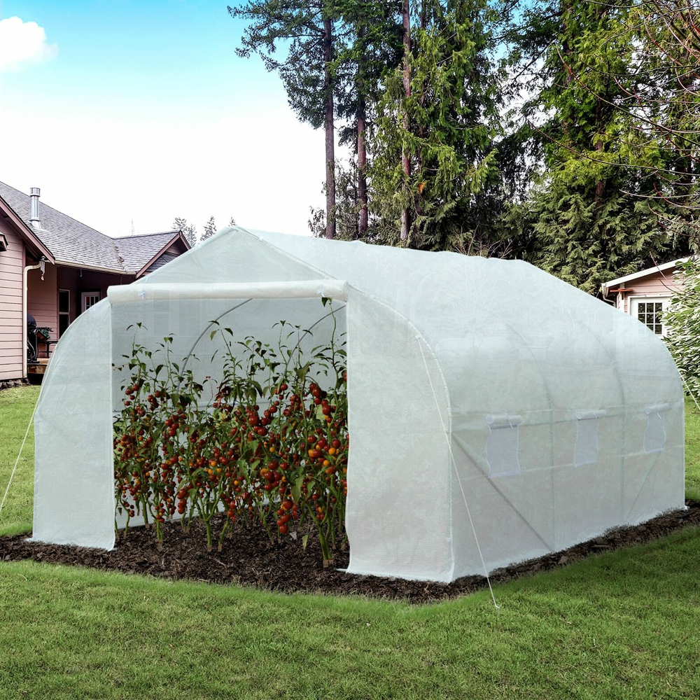 Walk Greenhouse Polytunnel - White - Gardens Direct