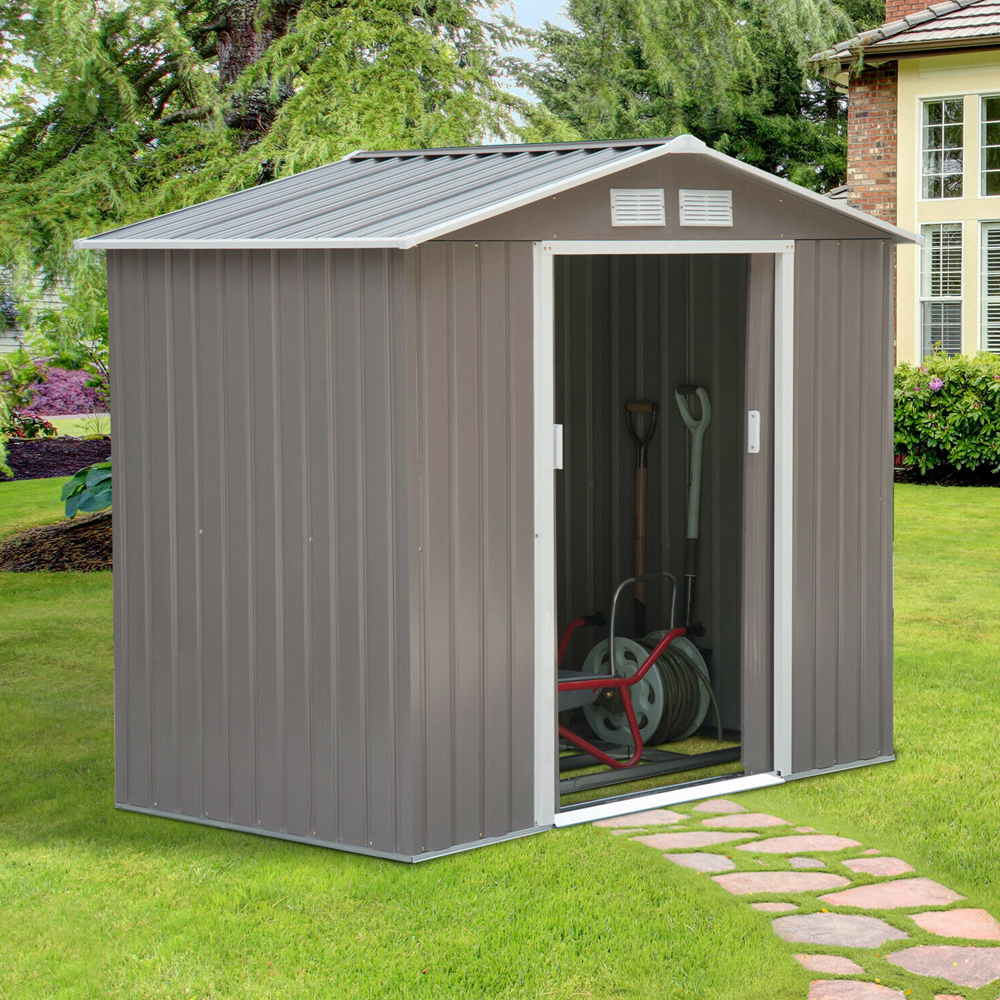Galvanised 2 Door Metal Garden Shed - 7/4FT - Gardens Direct