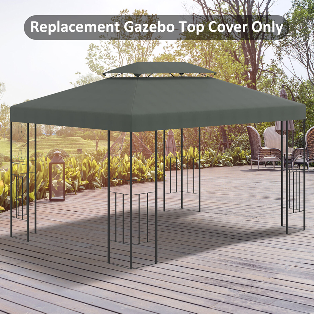 2 Tier Roof Gazebo Top UV Cover 3/4m - Dark Grey - Gardens Direct