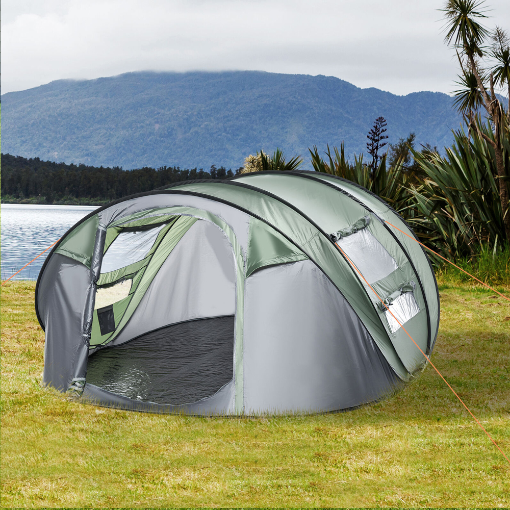 4-5 Person Pop-up Dome Camping Tent - Grey - Gardens Direct