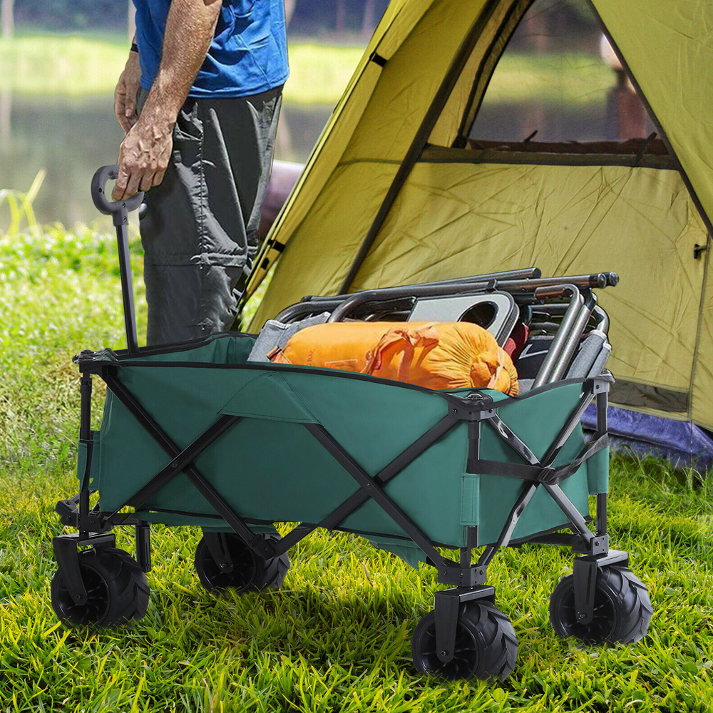 Foldable Wagon Pull Cargo Trolley With Telescopic Handle - Gardens Direct