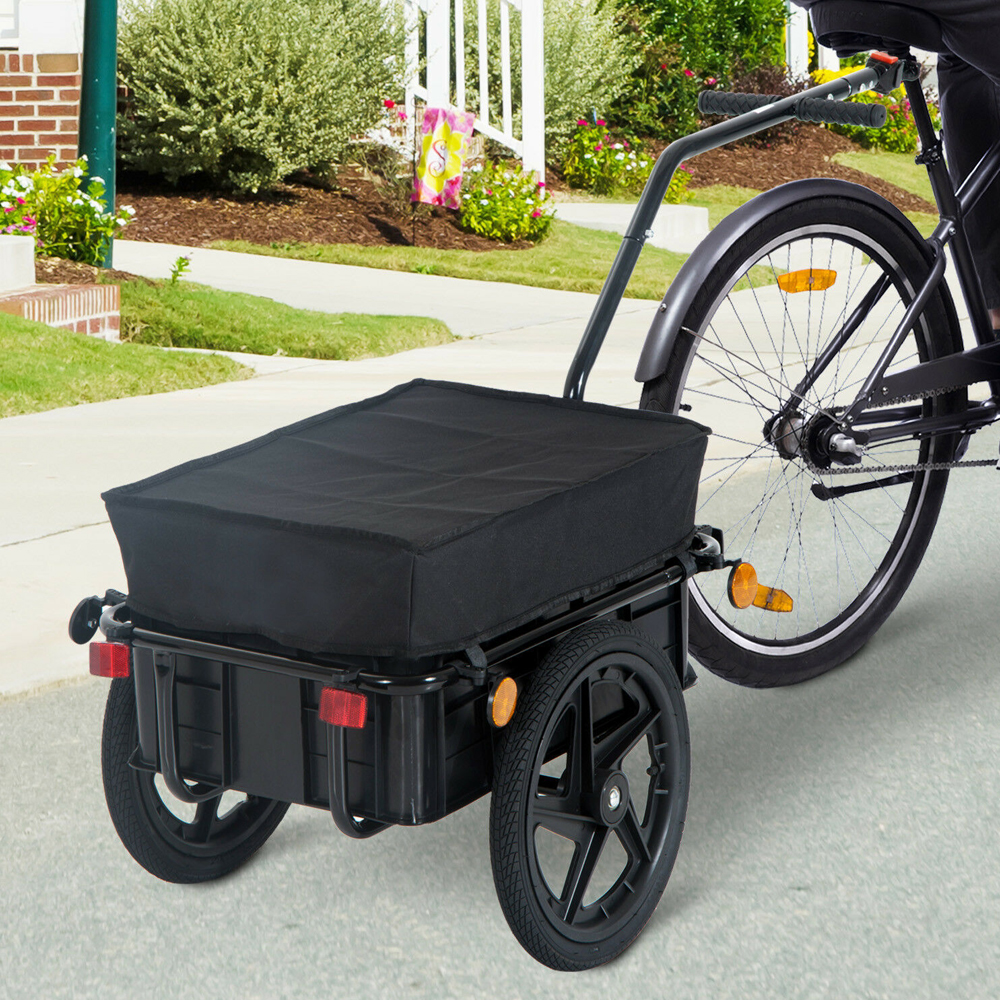 Bicycle Cargo Trailer Cart With Rain Cover 70L - Gardens Direct
