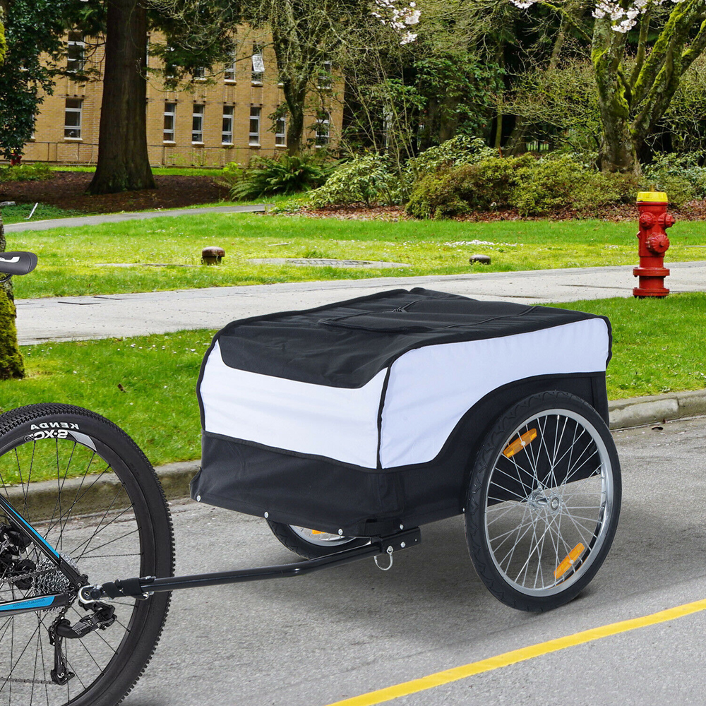 Folding Bicycle Storage Trailer With Hitch - White/Black - Gardens Direct