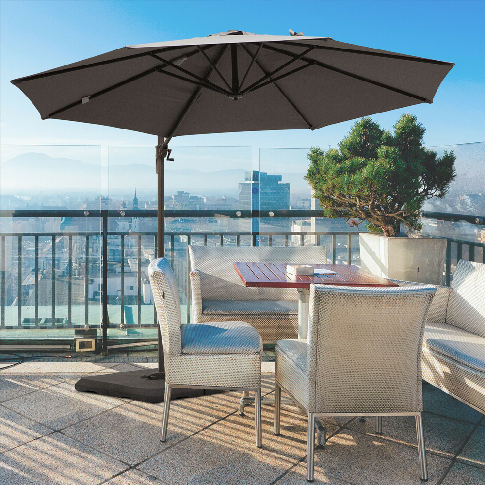 Aluminium Frame 360° Rotate Parasol 2.5m - Grey - Gardens Direct