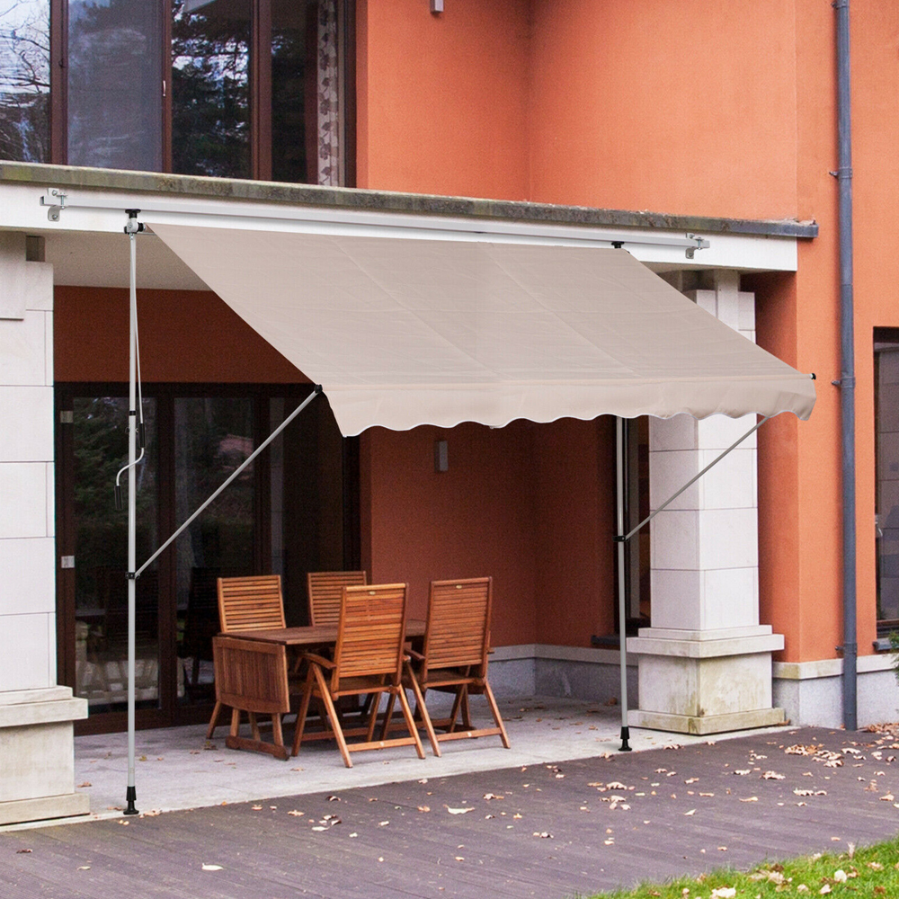 Retractable Awning Canopy Beige Colour -3M - Gardens Direct
