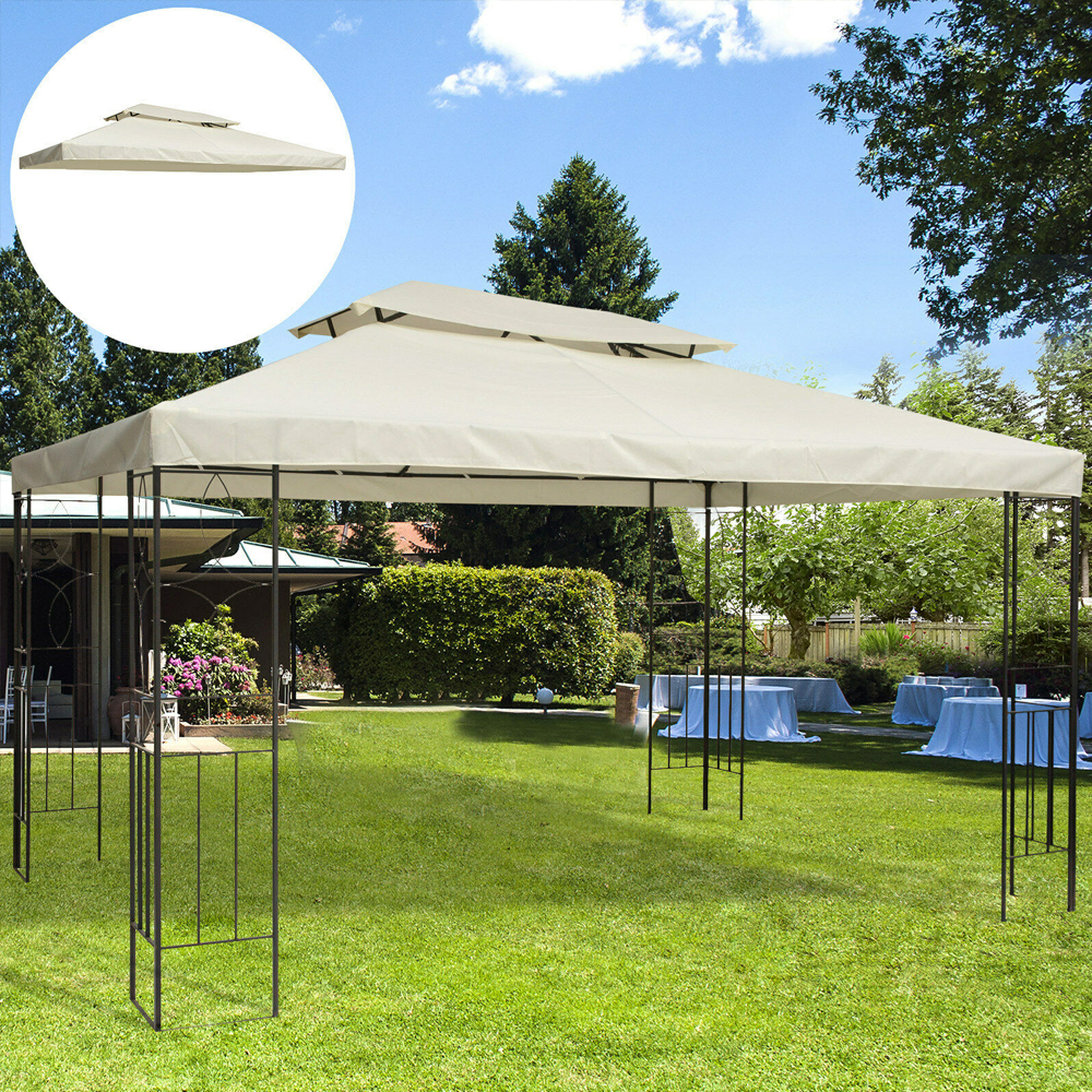2 Tier Roof Top Gazebo Replacement Cover 3x4M - Beige - Gardens Direct