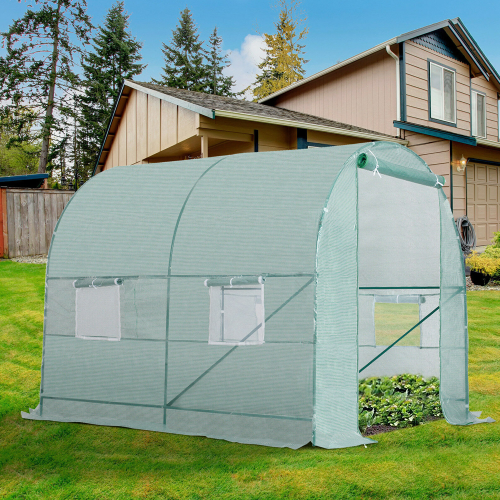 Galvanized Frame Dome Greenhouse Polytunnel - 2.5M/2M - Gardens Direct