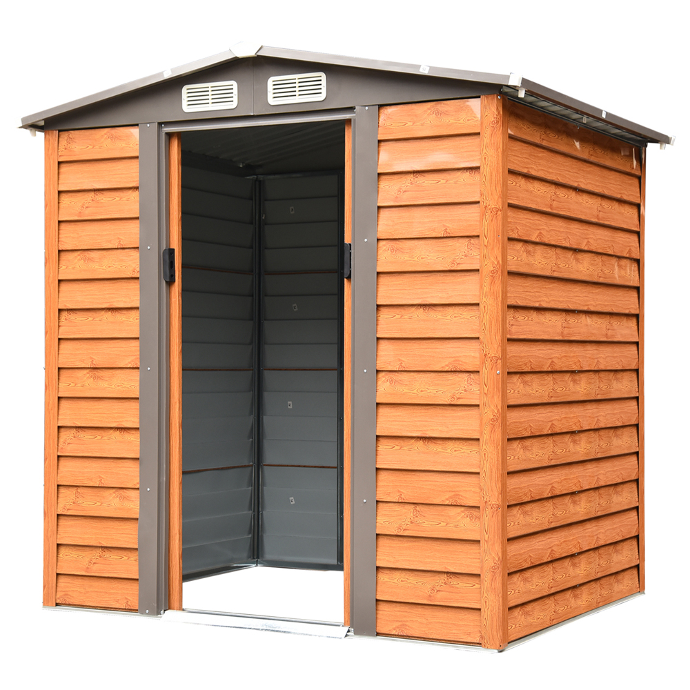 Wood Effect Garden Shed With Sliding Door - 6x5FT - Gardens Direct