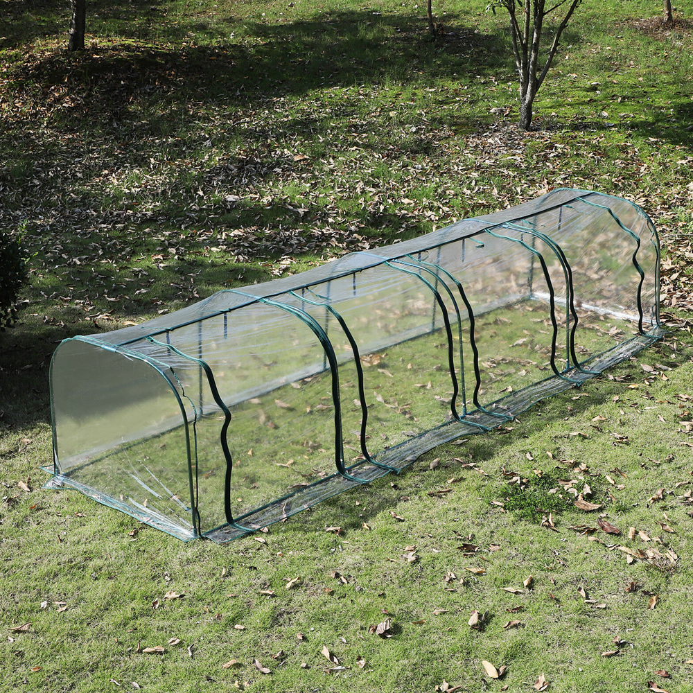 PVC Transparent Greenhouse Polytunnel - Green - Gardens Direct
