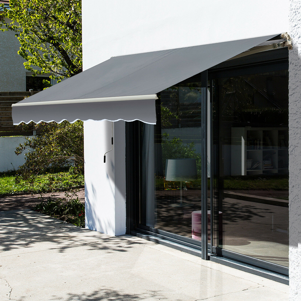 Retractable Manual Garden Awning Grey Colour - 2.5x2M - Gardens Direct